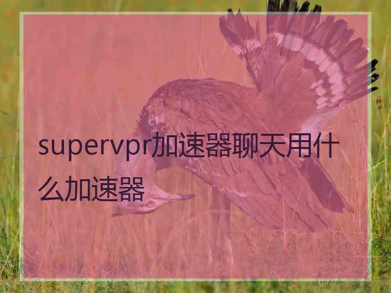 supervpr加速器聊天用什么加速器