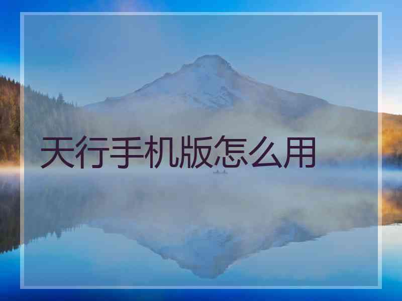 天行手机版怎么用