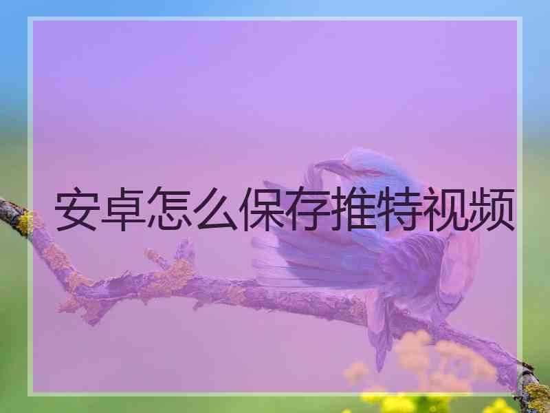 安卓怎么保存推特视频