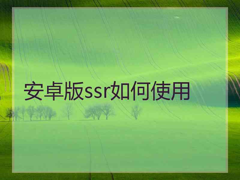 安卓版ssr如何使用